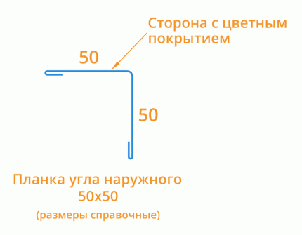 Планка угла наружного 50х50х2000 (ECOSTEEL_MA-01-Беленый Дуб-0.5) цвет 
