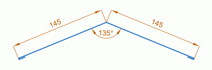 Планка конька плоского простая 145х145х2000 (ПЭ-01-1014-0.45) цвет RAL 1014