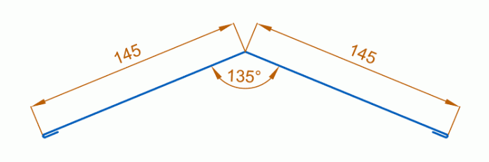 Планка конька плоского простая 145х145х2000 (ПЭ-01-1014-0.45) цвет RAL 1014