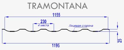 Металлочерепица МП Трамонтана-SL NormanMP (ПЭ-01-3005-0.5) цвет RAL 3005
